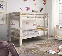 Venprodin Vep Home - Litera Torneada De Madera Maciza de Pino Color Blanco Decapé de 90x190