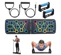 Venprodium Tabla de Flexiones 17 en 1, Push Up Board Multifuncional, Tabla de Flexiones Plegable con Antideslizante Asas y 2 Banda de Resistencia, Tabla de Fitness para Entrenamiento en Casa