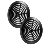 Vent Systems 2 unidades de 80 mm negro rejillas de ventilación - Rejilla de ventilación a través de la puerta - con mosquitera - Rejilla de ventilación redonda para interior - cuarto de baño, armario