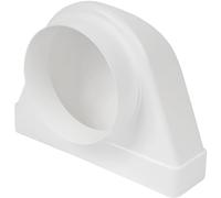 Vent Systems 220 x 55 mm a Ø125 mm Adaptador de ángulo de 90 ° - Conector de tubo de plástico blanco rectangular a redondo - Resistente al calor, transición hermética para cocina, baño, sistemas de