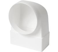 Vent Systems 220 x 55 mm hasta Ø100 mm Adaptador de ángulo de 90° - Conector de tubo de plástico blanco rectangular a redondo - Transición hermética resistente al calor para cocina, baño, sistemas de
