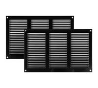 Vent Systems 30 x 20 cm - Paquete de 2 cubiertas para rejilla de ventilación - Negro - Rejilla de retorno de aire de metal con pantalla de protección integrada contra plagas