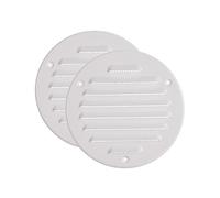 Vent Systems 4 pulgadas - Paquete de 2 - Blanco - Cubierta de ventilación de metal - Rejilla redonda Soffit - Cubierta de rejilla - Pantalla de insectos incorporada - Ventilación HVAC para baño, oficina en casa, cocina
