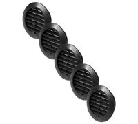Vent Systems 5 unidades de 60 mm de color negro - Rejilla de ventilación a través de la puerta - con rejilla de protección contra insectos - Rejilla de ventilación redonda para interior - cuarto de