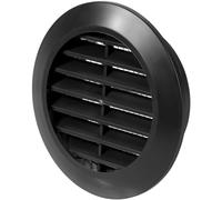 Vent Systems 60 mm Negro Registro de aire - Rejilla de ventilación a través de la puerta - Con rejilla protectora contra insectos - Rejillas de ventilación redondas para interior - Baño, armario
