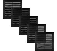 Vent Systems 8 x 8 pulgadas - Paquete de 5 - Cubierta de ventilación de plástico negro - Rejilla de ventilación cuadrada plana duradera con pantalla de malla - Rejilla de ventilación resistente a la