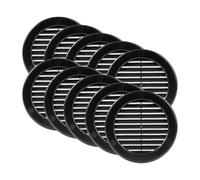 Vent Systems Cubierta de ventilación de plástico negro de 4 pulgadas (dimensiones de apertura), paquete de 10, rejilla de ventilación redonda con brida y pantalla de malla protectora integrada
