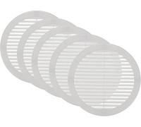 Vent Systems Cubierta de ventilación de Soffit blanca de 8 pulgadas con brida, paquete de 5, rejilla de ventilación redonda, cubierta de rejilla, pantalla de insectos integrada, rejillas de