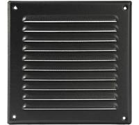 Vent Systems Cubierta de ventilación negra de 6 x 6 pulgadas (interior) - Rejilla cuadrada de metal HVAC con pantalla de malla - Rejilla de conducto de ventilación de pared de registro - Exterior