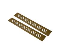 Vent Systems Paquete de 40 x 300 mm con 2 rejillas de ventilación doradas de aluminio con rejilla de insectos. Aplicaciones de calefacción, refrigeración y ventilación.