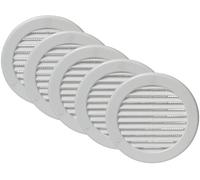 Vent Systems Rejilla de ventilación de 100 mm, 5 unidades, color blanco, cubierta para tubo de ventilación con conector redondo, rejillas de ventilación con mosquitera, rejilla HVAC para interior