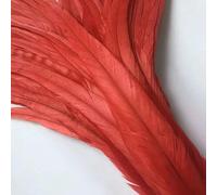 Venta al por mayor, 100 unidades, 30-35 cm, plumas de cola de gallo para decoración, artesanía, plumas de faisán, color rojo