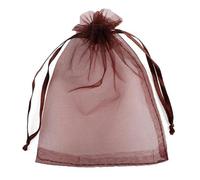 Venta al por mayor 25/50 bolsas de organza con cordón pequeñas bolsas paquete de joyería maquillaje boda embalaje malla bolsa de regalo-marrón-7x9cm-50pcs