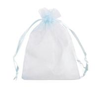 Venta al por mayor 25/50pc Bolsa de organza con cordón Bolsas pequeñas Paquete de joyería Maquillaje Embalaje de boda Bolsa de regalo de malla-azul claro-7x9cm-50pcs