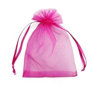 Venta al por mayor 25/50pc Bolsa de organza con cordón Bolsas pequeñas Paquete de joyería Maquillaje Embalaje de boda Bolsa de regalo de malla-rojo rosa-13x18cm-50pcs