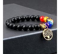 Venta de pulseras de árbol de la vida 7 Chakra budista tibetano cuentas de piedra natural pulsera y brazaletes mujeres hombres joyería, estilo 1