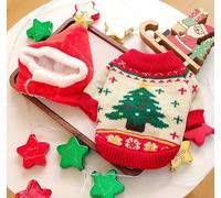 Venta directa de fábrica de ropa para perros y gatos, suéter verde de árbol de Navidad para otoño e invierno (sombrero de Navidad Venus, rojo brillante, talla única)