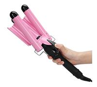 Venta loca Rizador de pelo, rizador de pelo de triple tubo LCD, rizador de pelo eléctrico, rizador de pelo de nanotecnología para salón de belleza, barbería, salón de belleza en el hogar(28mm, Transl