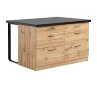Venta-˙nica - Ilot Central de Cocina con 6 cajones de MDF y Metal - Negro y Natural Claro - ALEGRITA