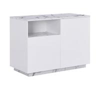 Venta-Unica - Isla de Cocina con 2 Puertas y 1 Estante de MDF - Efecto m·rmol Blanco - CORELINA