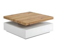 Venta-Unica - Mesa de Centro Kyria - 1 cajón y Tablero pivotante - MDF - Color: Blanco y Roble