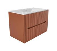 Venta-Unica - Mueble de baÒo suspendido con Lavabo Empotrado - Estriado Terracota - 80 cm - PAVANI