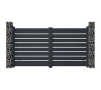 Venta-unica - Pack portÛn motorizado calado antracita de aluminio PRIMO - Ancho 300 x Alt. 158 cm + Motor RIVE