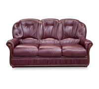 Venta-Unica - Sof√° 3 plazas 100% Piel de b√∫falo Daphne - Burdeos