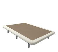 Ventadecolchones - Base Tapizada Modelo Drago con Marco en Polipiel Blanco Roto y Sistema Antiruido con 7 Patas de 27 cm y 7 Barras transversales Medida 135x180 cm