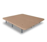 Ventadecolchones - Base Tapizada Modelo Drago Reforzada con Aireadores y Sistema Antirruido con 12 Patas de 27 cm y 5 Barras transversales en 3D Beige Medida 150x200 cm (2 uds 75x200 + uniones)