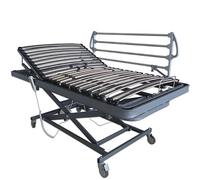Ventadecolchones - Camas Articuladas Geriátrica de Hospital con Carro Elevador Medida 90 x 190 cm con barandilla Derecha - Incluye Bote de Grasa