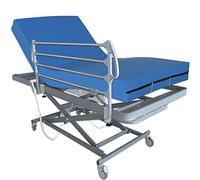 Ventadecolchones - Camas Articuladas Geriátrica de Hospital con Carro Elevador y Colchón Impermeable Viscoelástico 10+5 Medida 105 x 190 cm con Barandilla Izquierda - Incluye Bote de Grasa