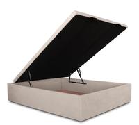 Ventadecolchones - Canapé Abatible Lisboa Gran Capacidad Tapizado en Tela Antimanchas Crudo Medida 150 x 190 cm
