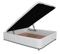 Ventadecolchones - Canapé Abatible Serena con Patas | Tapizado en Polipiel Blanco con Tapa en Tejido 3D Transpirable | 150 x 190 cm