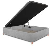 Ventadecolchones - Canapé Abatible Serena con Patas | Tapizado en Tela Antimanchas Gris Claro con Tapa en Tejido 3D Transpirable | 150 x 200 cm