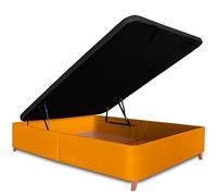 Ventadecolchones - Canapé Abatible Serena con Patas | Tapizado en Terciopelo Mostaza con Tapa en Tejido 3D Transpirable | 160 x 180 cm