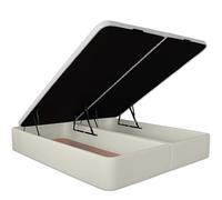 Ventadecolchones - Canapé Abatible Serena Gran Capacidad, Tapizado en Polipiel Blanco Roto con Tapa en Tejido 3D Transpirable, 150 x 190 cm (2 uds 75 x 190 cm)