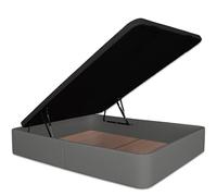 Ventadecolchones - Canapé Abatible Serena Gran Capacidad, Tapizado en Polipiel Gris con Tapa en Tejido 3D Transpirable, 150 x 190 cm