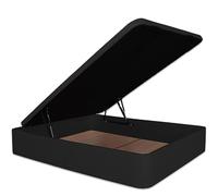 Ventadecolchones - Canapé Abatible Serena Gran Capacidad, Tapizado en Polipiel Negro con Tapa en Tejido 3D Transpirable, 150 x 190 cm