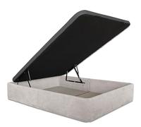 Ventadecolchones - Canapé Abatible Serena Gran Capacidad, Tapizado en Tela Antimanchas Gris Perla con Tapa en Tejido 3D Transpirable, 150 x 190 cm