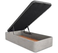 Ventadecolchones - Canapé Abatible Serena Gran Capacidad, Tapizado en Tela Antimanchas Gris Perla con Tapa en Tejido 3D Transpirable, 90 x 180 cm