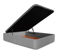 Ventadecolchones - Canapé Abatible Serena Gran Capacidad, Tapizado en Terciopelo Gris con Tapa en Tejido 3D Transpirable, 150 x 190 cm