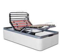 VentadeColchones - Canapé Articulado Abatible de Gran Capacidad con Mando Inalámbrico + App Móvil, Polipiel Blanco, Medida 90 x 190 cm