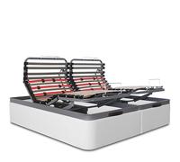VentadeColchones - Canapé Articulado Abatible de Gran Capacidad con Mando Inalámbrico + App Móvil, Polipiel Blanco, Medida 180 x 190 cm (2 und 90 x 190 cm)