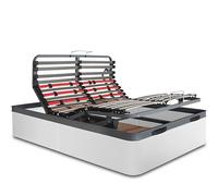 VentadeColchones - Canapé Articulado Abatible de Gran Capacidad con Mando Inalámbrico + App Móvil, Polipiel Blanco, Medida 135 x 190 cm