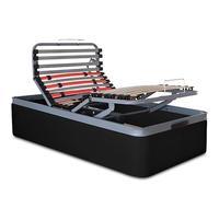 VentadeColchones - Canapé Articulado Abatible de Gran Capacidad con Mando Inalámbrico + App Móvil, Polipiel Negro, Medida 105 x 190 cm