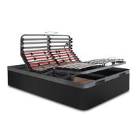 VentadeColchones - Canapé Articulado Abatible de Gran Capacidad con Mando Inalámbrico + App Móvil, Polipiel Negro, Medida 135 x 190 cm
