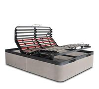 VentadeColchones - Canapé Articulado Abatible de Gran Capacidad con Mando Inalámbrico + App Móvil, Tela Antimanchas Crudo, Medida 150 x 190 cm