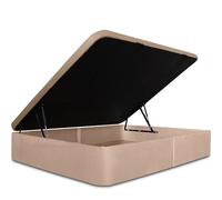 Ventadecolchones - Canapé Modelo Serena Gran Capacidad Apertura Lateral tapizado en Terciopelo Beige Medidas 150 x 190 cm con Tapa en Tejido 3D