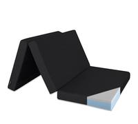 Ventadecolchones - Colchón Plegable con Viscoelástica con Cierre y Asa | 120 x 190 x 10 cm | con Espuma D25 extrafirme en Loneta Premium Negro para Furgoneta, Mini Camper y Camping
